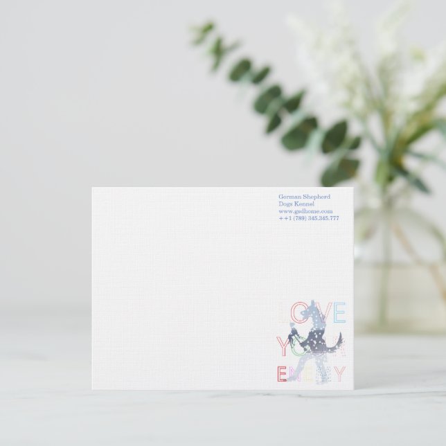 Invitación Notecards German Shepherd Watercolor Azul (Anverso de pie)