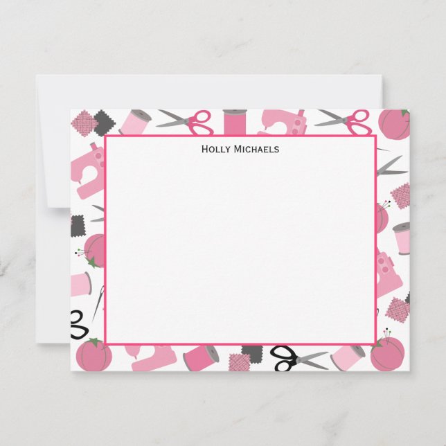 Invitación Notecards plano temático de costura (Anverso)
