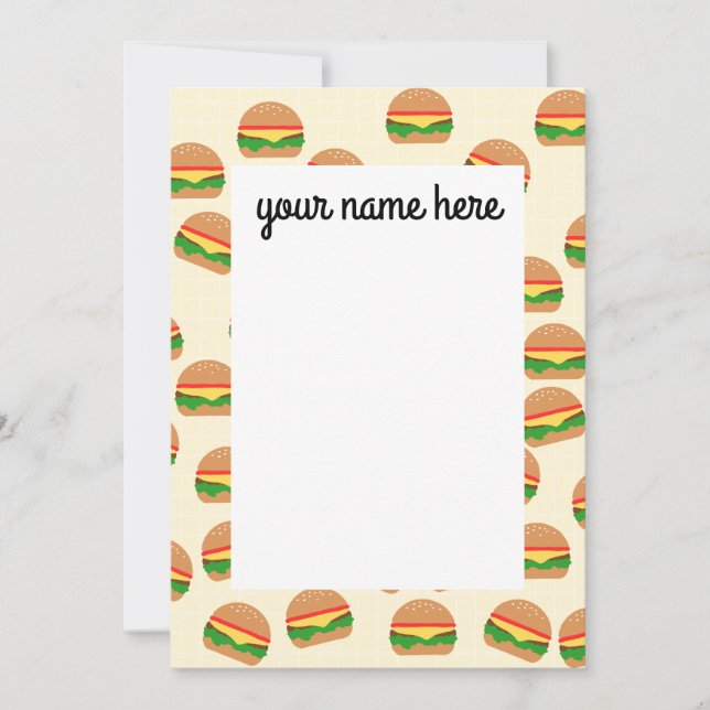 Invitación Notecnos de hamburguesas personalizados (Anverso)