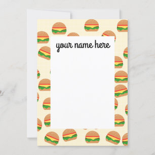Invitación Notecnos de hamburguesas personalizados