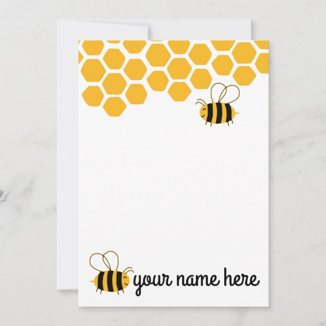 Invitación Notecnos personalizados de abejas (Anverso)