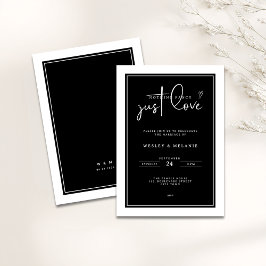 Invitación Nothing Fancy Just Love Black Elegant Wedding