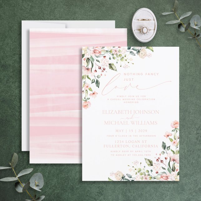 Invitación Nothing Fancy Just Love Blush Pink Wedding (Subido por el creador)