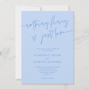 Invitación Nothing Fancy Just Love Boda Azul Hielo