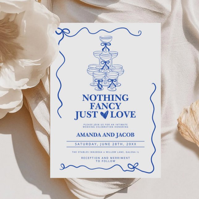Invitación Nothing Fancy Just Love Champagne Tower Wedding (Subido por el creador)