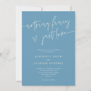 Invitación Nothing Fancy Just Love Denim Azul Boda