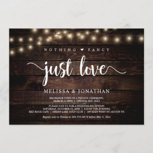 Invitación Nothing Fancy, Just Love, Elopamiento con Luces de