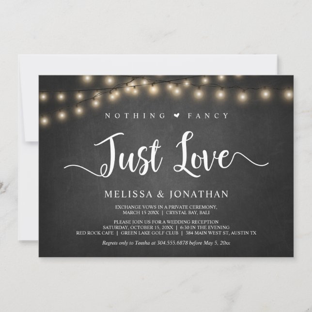 Invitación Nothing Fancy, Just Love, Elopamiento con Luces de (Anverso)