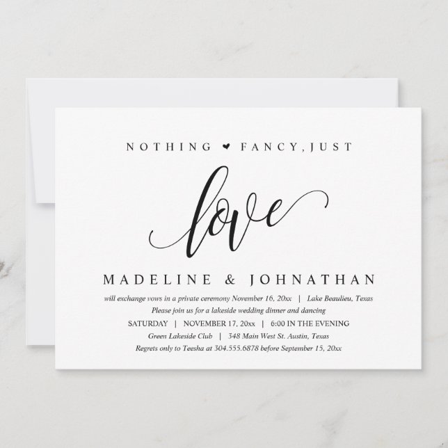 Invitación Nothing Fancy, Just Love Happily Ever After Party (Anverso)