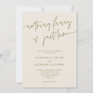 Invitación Nothing Fancy Just Love Minimal Cream Boda