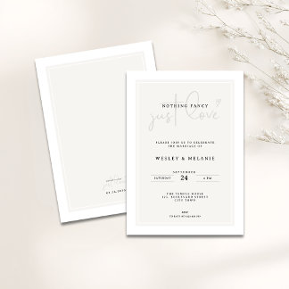 Invitación Nothing Fancy Just Love Minimal Elegant Wedding