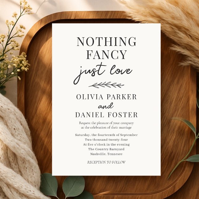 Invitación Nothing Fancy Just Love Minimalist Simple Wedding (Subido por el creador)
