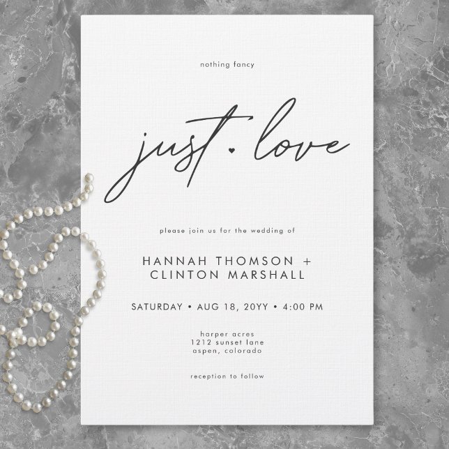 Invitación Nothing Fancy Just Love Minimalist Wedding (Nothing Fancy Just Love Minimalist Wedding Invitation)