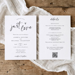 Invitación Nothing Fancy Just Love Modern Handwriting Wedding