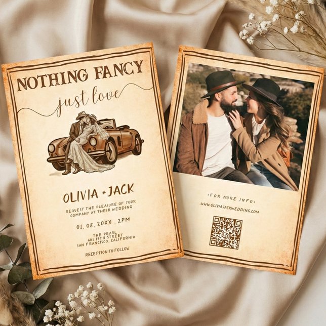 Invitación Nothing Fancy Just Love Photo QR Code Wedding   (Subido por el creador)