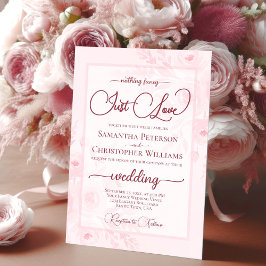 Invitación Nothing Fancy Just Love Pink Peonies Boho Wedding