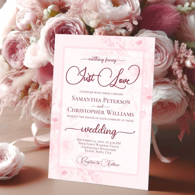 Invitación Nothing Fancy Just Love Pink Peonies Boho Wedding (Subido por el creador)