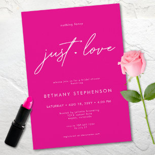 Invitación Nothing Fancy Just Love Rosa Minimalista Despedida