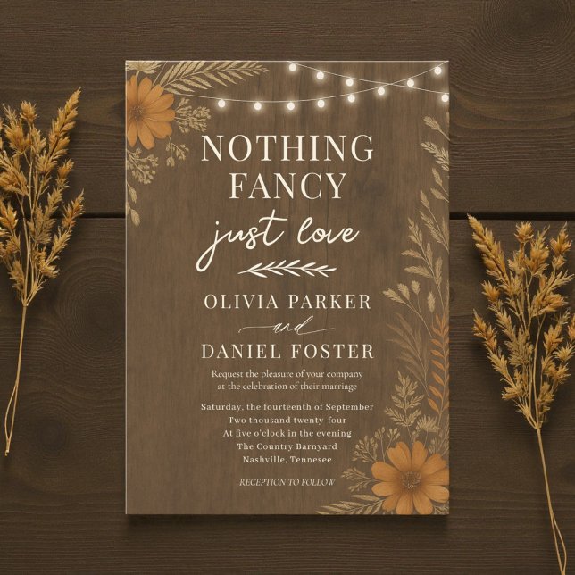 Invitación Nothing Fancy Just Love Rustic Boho Wedding  (Subido por el creador)