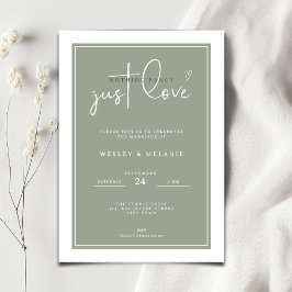 Invitación Nothing Fancy Just Love Sage Green Elegant Wedding