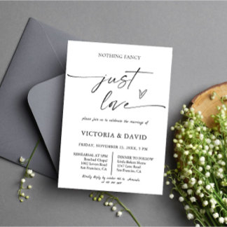 Invitación Nothing fancy just love wedding