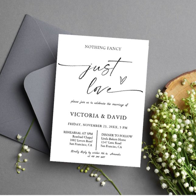 Invitación Nothing fancy just love wedding (Subido por el creador)