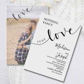 Invitación Nothing Fancy Just Love, Wedding, Script, Simple