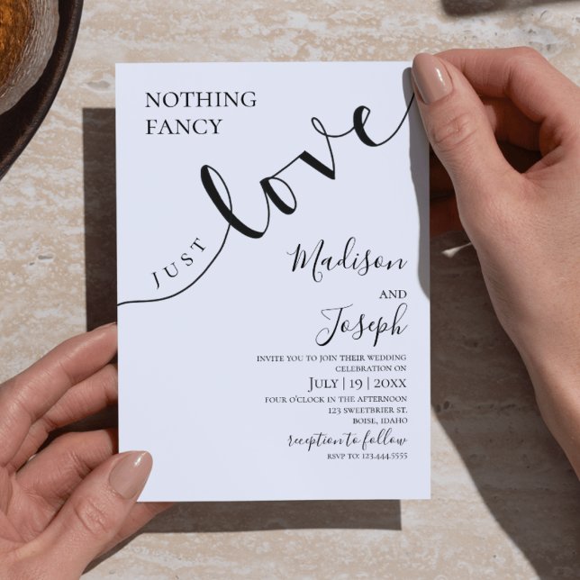 Invitación Nothing Fancy Just Love, Wedding, Script, Simple (Subido por el creador)