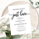 Invitación Nothing Fancy Just Love Wedding White Back<br><div class="desc">Nothing Fancy Just Love Wedding White Back Invitation</div>