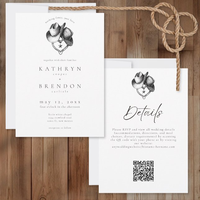 Invitación Nothing Fancy Just Love Western Hat Rustic Wedding (Subido por el creador)