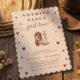 Invitación Nothing Fancy Just Love Western Rustic Wedding