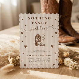 Invitación Nothing Fancy Just Love Western Rustic Wedding