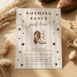 Invitación Nothing Fancy Just Love Western Rustic Wedding