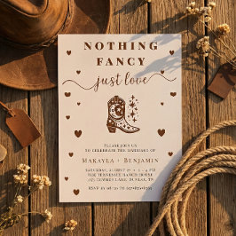 Invitación Nothing Fancy Just Love Western Rustic Wedding