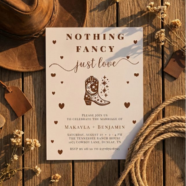 Invitación Nothing Fancy Just Love Western Rustic Wedding (Subido por el creador)
