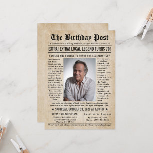 Invitación Noticias de cumpleaños de periódico Extra Vintage 
