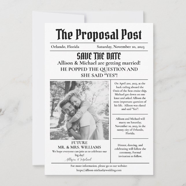 Invitación Noticias de última hora: ¡Guarde la fecha de nuest (Anverso)