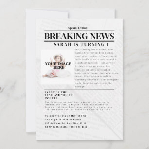 Invitación Noticias de última hora personalizadas: Fiesta de 