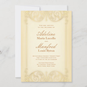 Invitación Nouveau Victorian: Boda de la Alegría de Oro Pálid