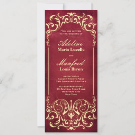 Invitación Nouveau Victorian: Boda rojo y oro
