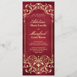 Invitación Nouveau Victorian: Boda rojo y oro
