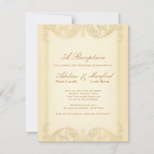 Invitación Nouveau Victoriano: Boda elegante de oro pálido