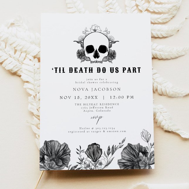 Invitación NOVA Til Death Cráneo gótico Ducha Negra Bridal (Subido por el creador)