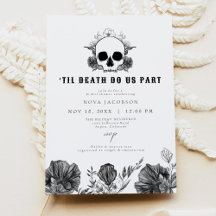 NOVA Til Death Cráneo gótico Ducha Negra Bridal