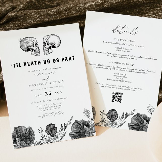 Invitación NOVA Til Death Detalles del Boda del cráneo gótico (Subido por el creador)