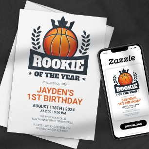 Invitación Novato del Año Baloncesto 1er Cumpleaños