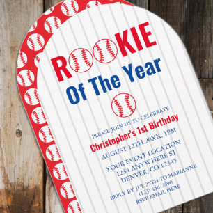 Invitación Novato Del Año Béisbol 1er Cumpleaños