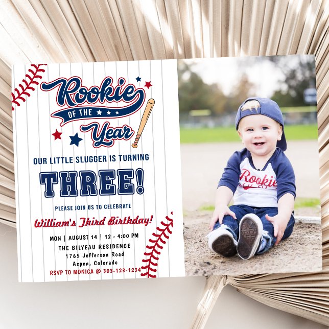 Invitación Novato del año Béisbol Tercer cumpleaños (Subido por el creador)