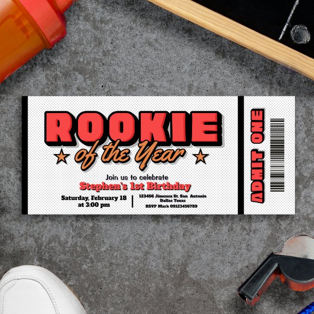Invitación Novato del Año - Boleto de Baloncesto (Rookie of the Year - Basketball Ticket Invitation)