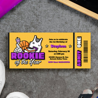 Invitación Novato del Año - Boleto de Primer Cumpleaños de Ni